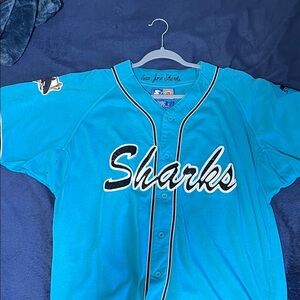 STARTER Blue San Jose Sharks Baseball Jersey
